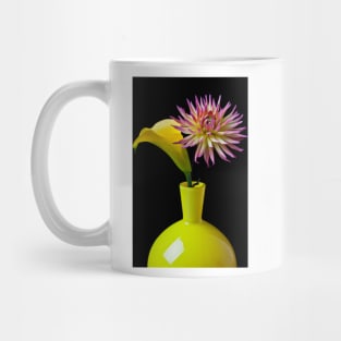 Calla Lilly and Daliha in Yellow Vase Mug